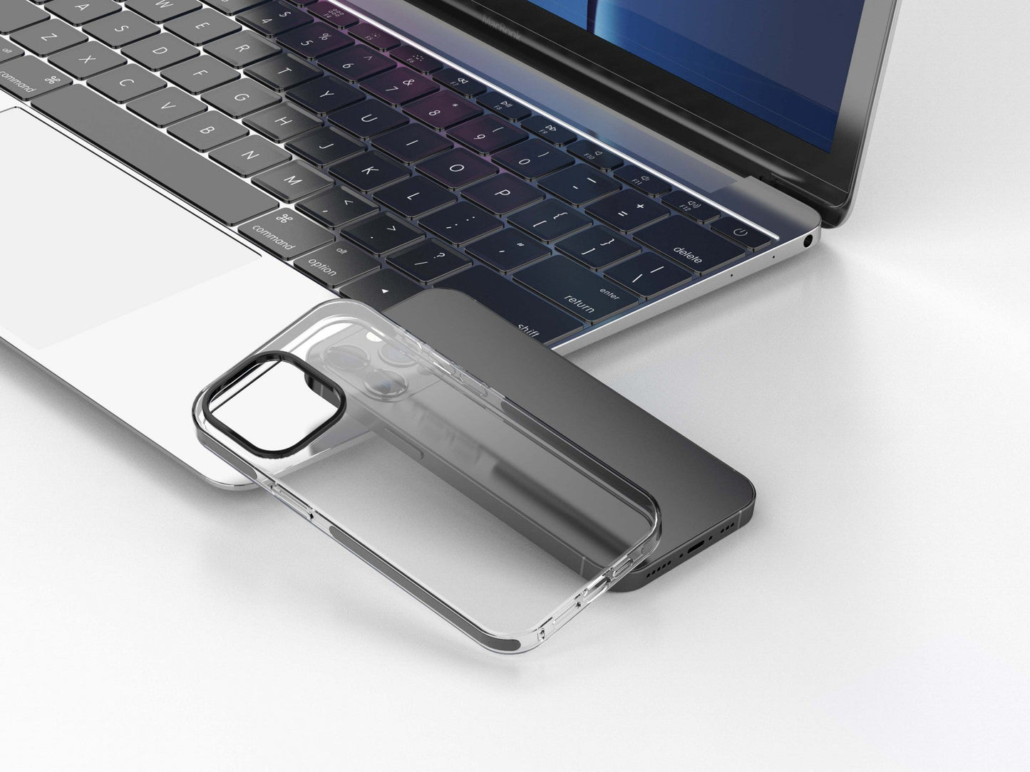 Capa transparente para telemóvel Techancy New Acrylic, KX5602, compatível com iPhone 14 Plus, transparente + preto