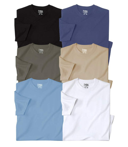 ATLAS FOR MEN -Pack de 6 Camisetas Hombre Manga Corta - Tshirt Suave - Camisetas Estilo Casual - Verano - Ropa Básica - Disponibles en Tallas Grandes de la M hasta 5XL