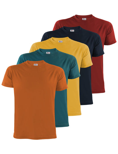 ALPIDEX T-Shirt Camisetas Hombre Pack de 5 Cuello Redondo 100% Algodón Unicolor Corta Shirt Men Camisa de Manga Casual S M L XL XXL 3XL 4XL 5XL