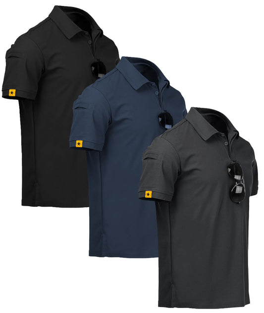 ZITY 3 Pack Polo Hombre Manga Corta Secado Rápido Transpirable Camiseta Hombre Polo Verano Casual Sport Camisa Regular Fit Golf Polo Shirts