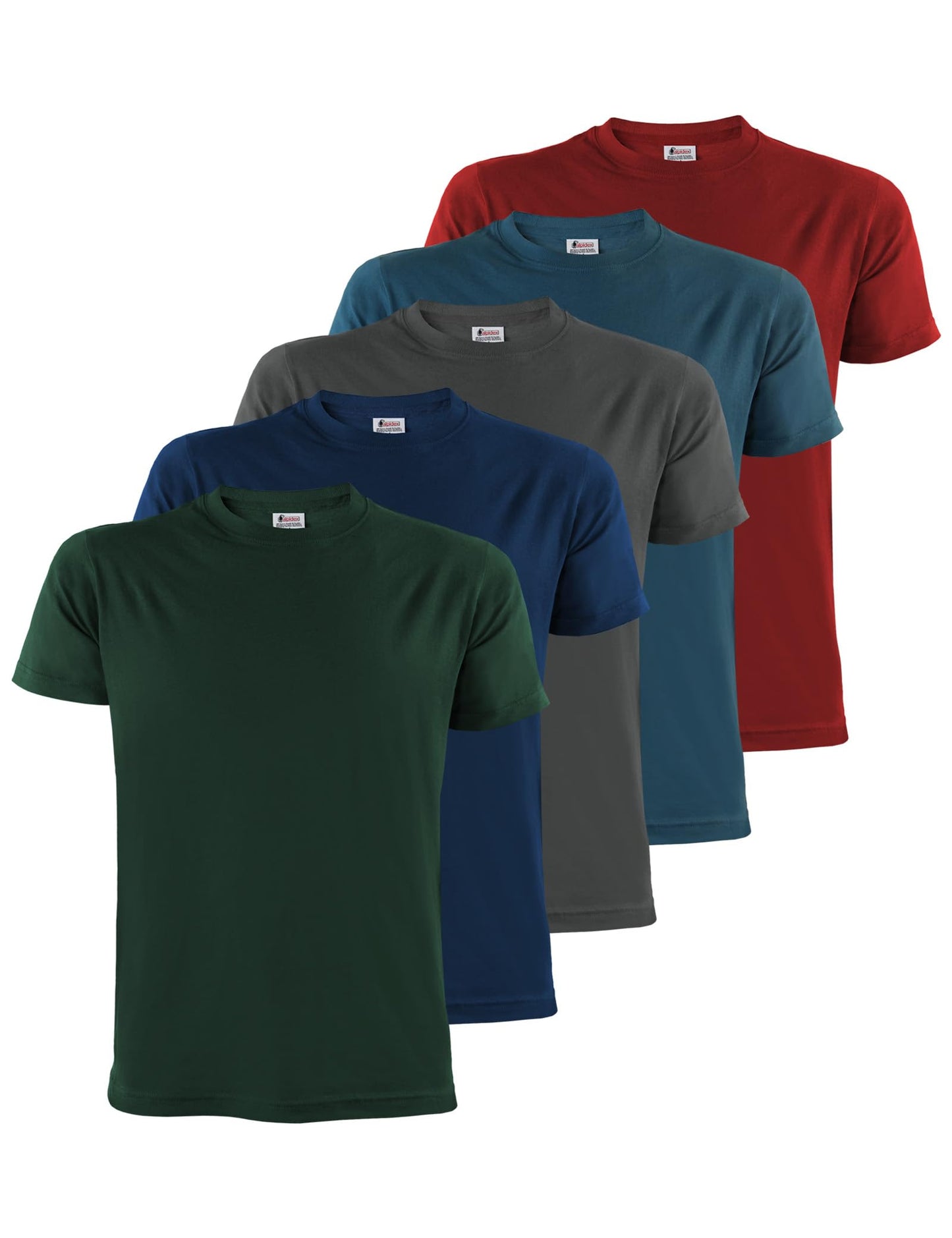 ALPIDEX T-Shirt Camisetas Hombre Pack de 5 Cuello Redondo 100% Algodón Unicolor Corta Shirt Men Camisa de Manga Casual S M L XL XXL 3XL 4XL 5XL
