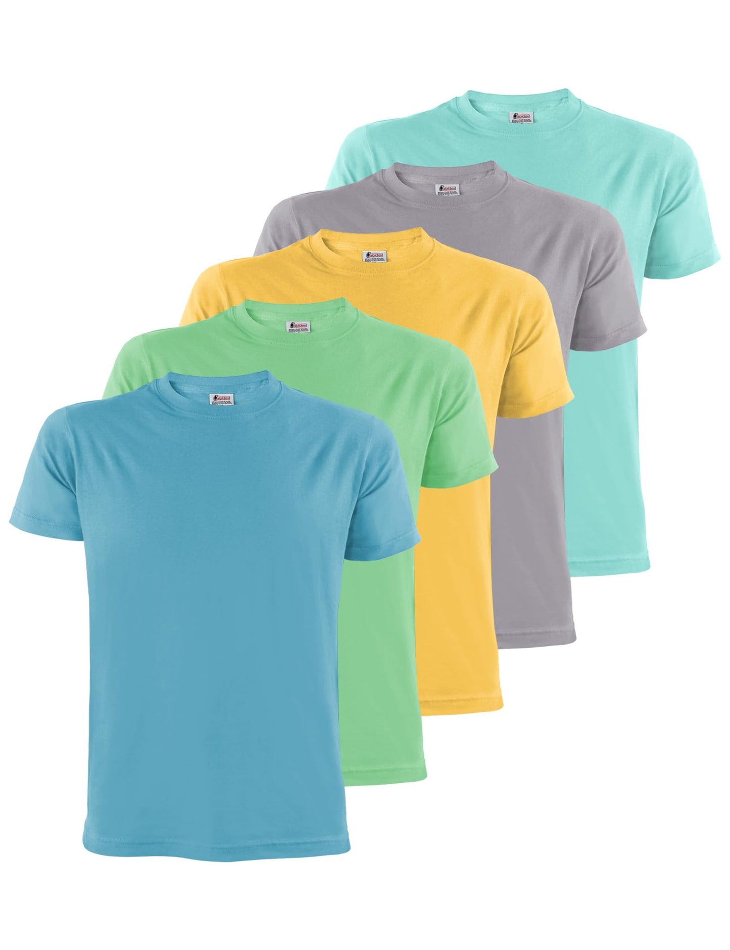 ALPIDEX T-Shirt Camisetas Hombre Pack de 5 Cuello Redondo 100% Algodón Unicolor Corta Shirt Men Camisa de Manga Casual S M L XL XXL 3XL 4XL 5XL