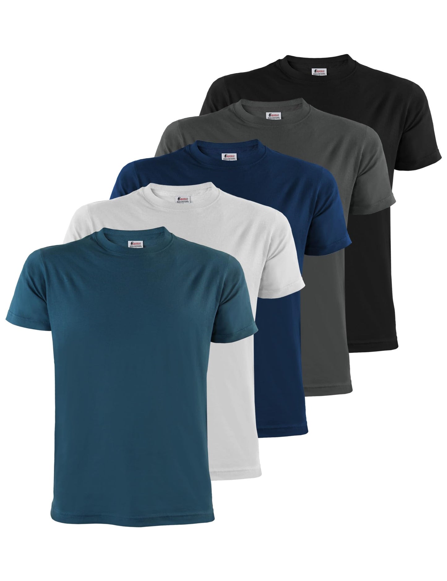ALPIDEX T-Shirt Camisetas Hombre Pack de 5 Cuello Redondo 100% Algodón Unicolor Corta Shirt Men Camisa de Manga Casual S M L XL XXL 3XL 4XL 5XL