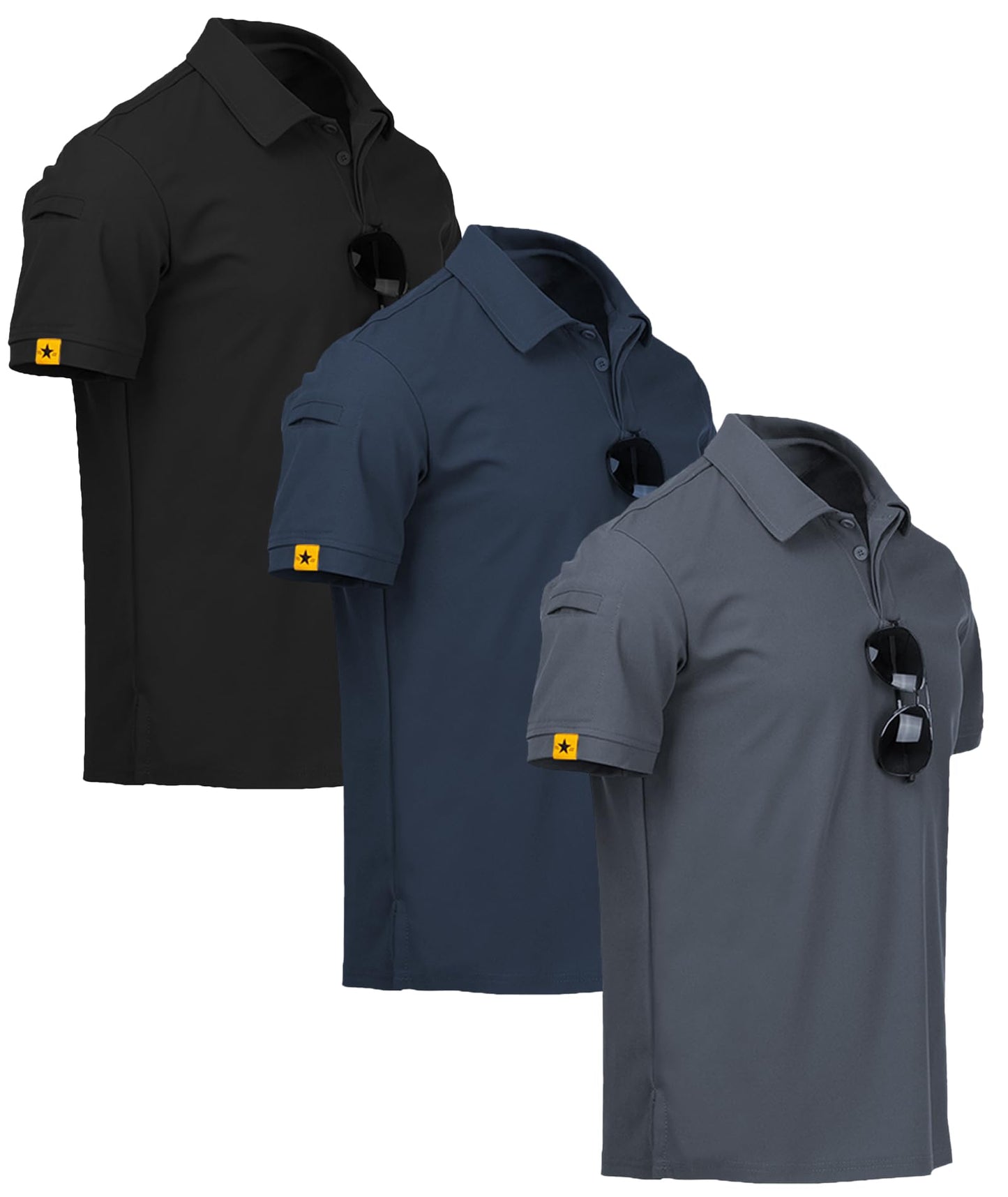 ZITY 3 Pack Polo Hombre Manga Corta Secado Rápido Transpirable Camiseta Hombre Polo Verano Casual Sport Camisa Regular Fit Golf Polo Shirts