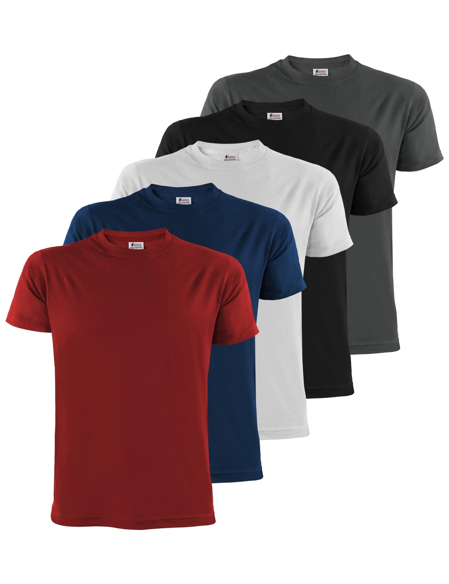 ALPIDEX T-Shirt Camisetas Hombre Pack de 5 Cuello Redondo 100% Algodón Unicolor Corta Shirt Men Camisa de Manga Casual S M L XL XXL 3XL 4XL 5XL