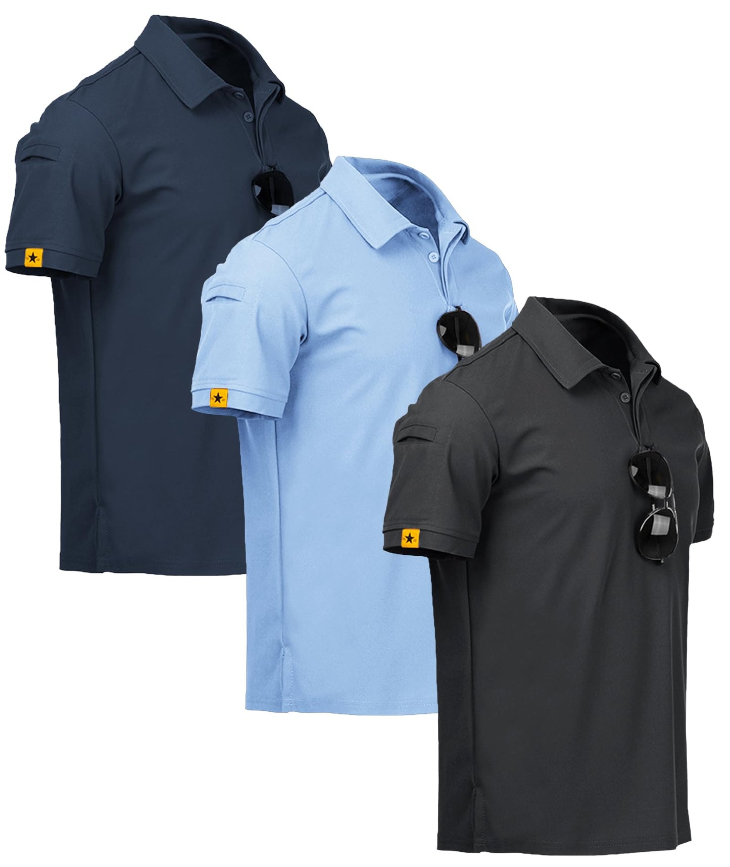 ZITY 3 Pack Polo Hombre Manga Corta Secado Rápido Transpirable Camiseta Hombre Polo Verano Casual Sport Camisa Regular Fit Golf Polo Shirts