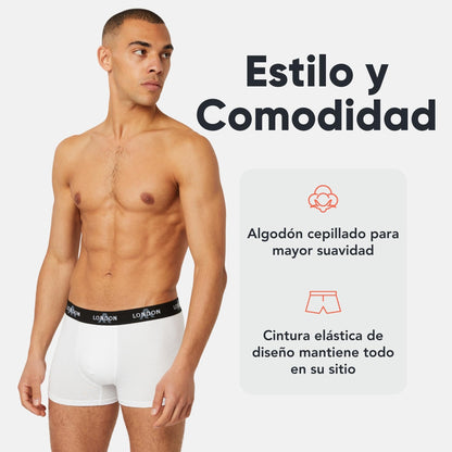 FM London - Bóxers para Hombre, Suaves, Ropa Interior elástica para Uso Diario Paquete de 4/8