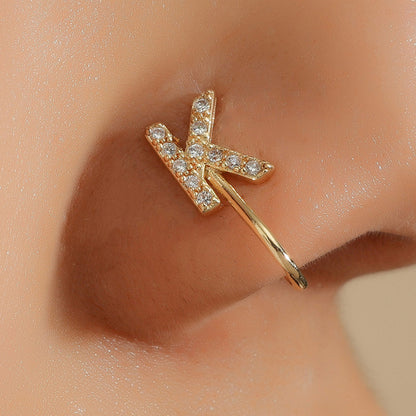 No Piercing Nose Pin Copper Inlaid Zircon Letter U Shape