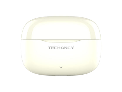 Techancy Auriculares Bluetooth TWS Wireless 5.4 KP2715 Microfone HD Toque inteligente USB C para Android iPhone Creme