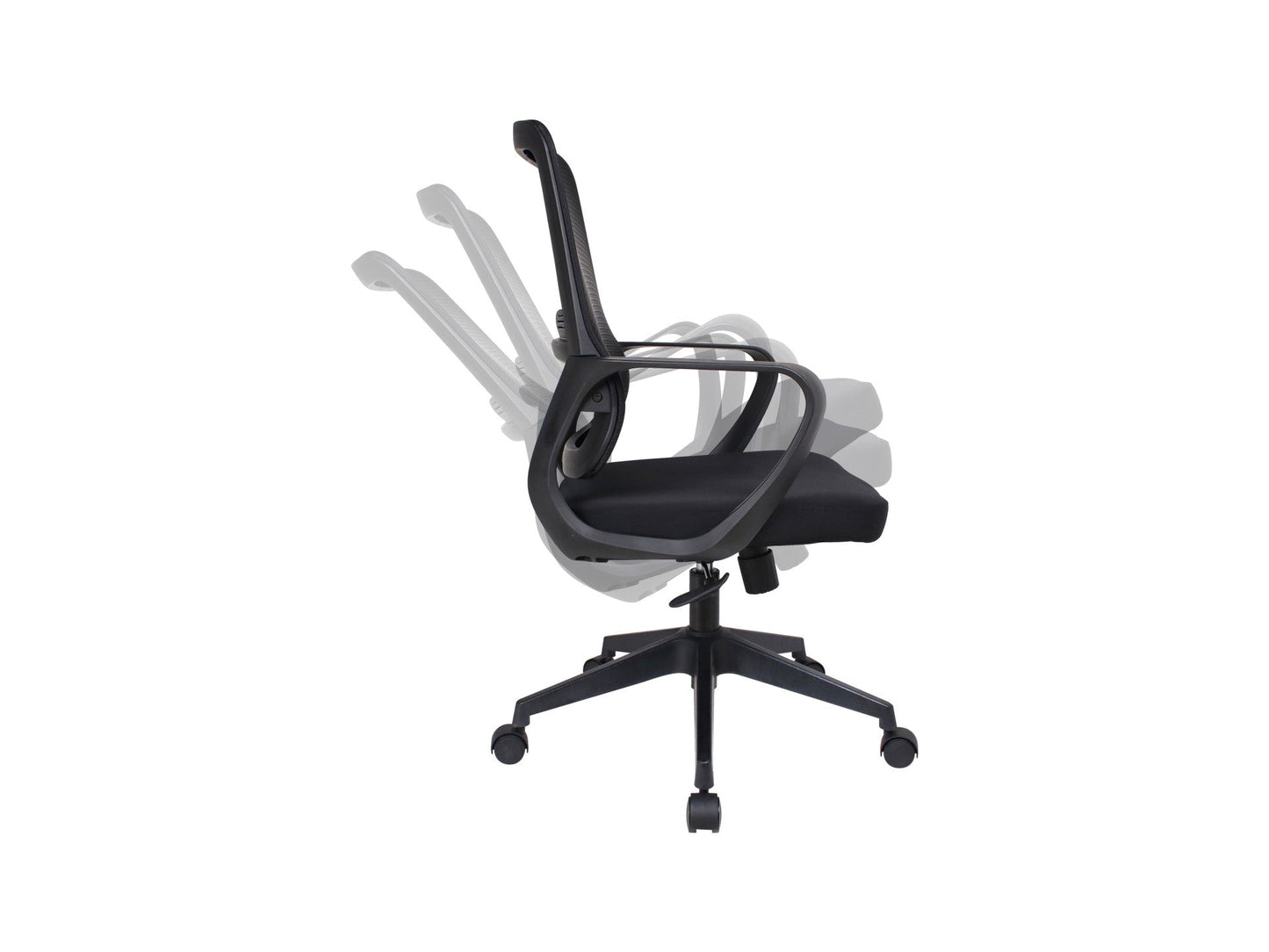 Techancy Cadeira De Escritório Para Computador Preta MD4900. Assento Em Tecido. Apoio Lombar Curvo. Regulável Em Altura E Ângulo