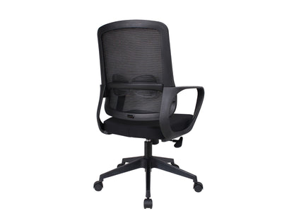 Techancy Cadeira De Escritório Para Computador Preta MD4900. Assento Em Tecido. Apoio Lombar Curvo. Regulável Em Altura E Ângulo